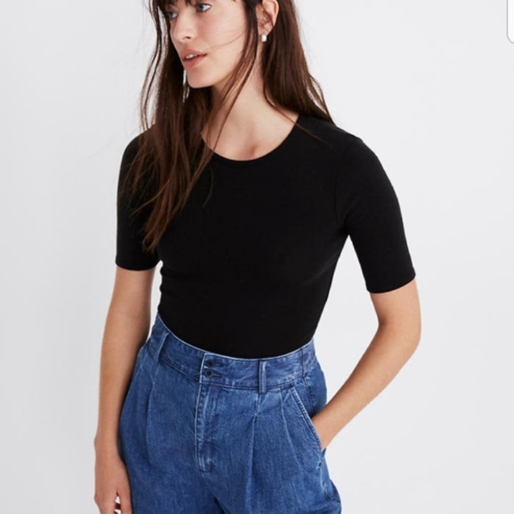 NEW Madewell Crewneck Short Sleeve Thong Bodysuit